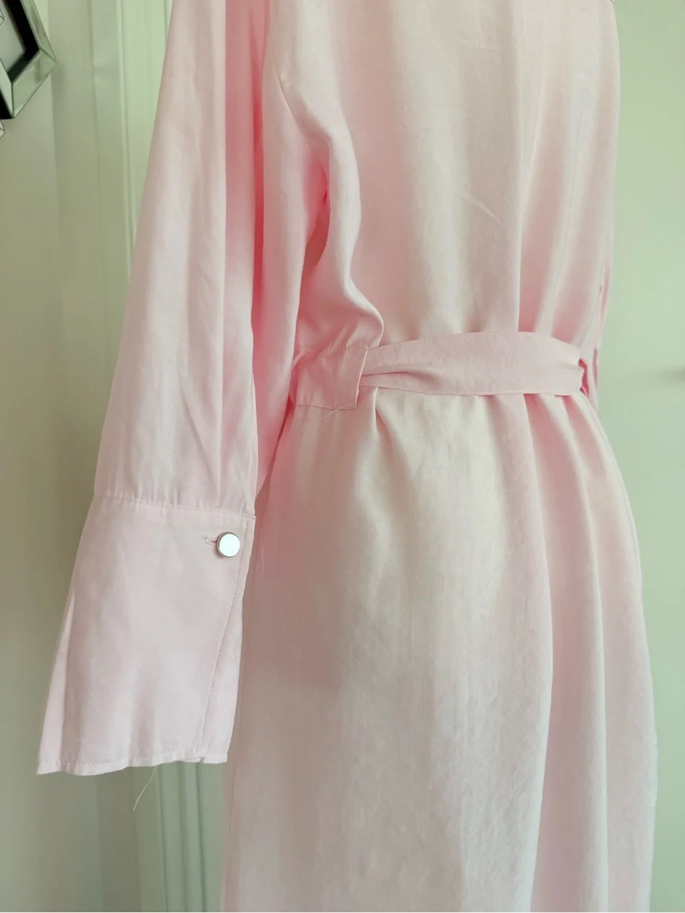 Long Pink Button-Front Shirt Dress